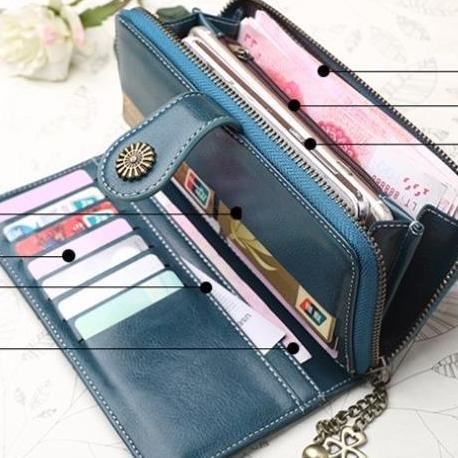 DOMPET PANJANG WANITA KULIT PREMIUM PESTA MEWAH MARIN ASLI FASHION KOREA TALI MURAH