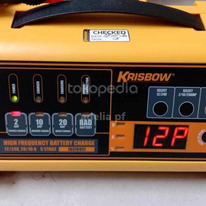 Charger Accu Krisbow Charger Baterai Aki Mobil 12/24 Volt 20/10a