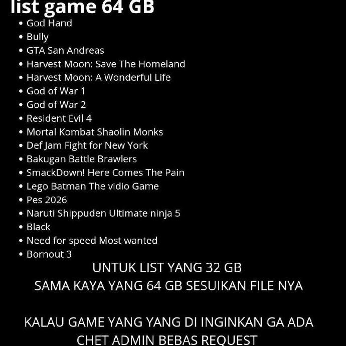 FLASHDISK OTG DAN MIMORY ISI GAME PS2 BISA REQUEST KHUSUS BUAT ANDROID