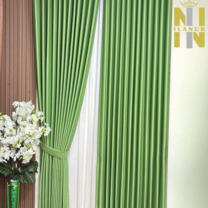 Promo Gorden Jendela Minimalis 90% Blackout Warna Hijau Mint Doff Cod