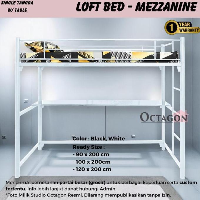 Allo- Loft Bed Besi Minimalis Ranjang Susun Mezzanine - Single Tangga (Lb)