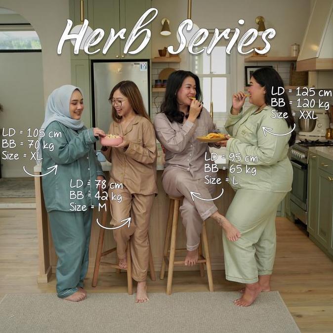 [BEST SELLER] Nyonya Piyama Poly Bamboo Set Piyama Couple (Fennel Polos Herb) Baju Panjang  Setelan 