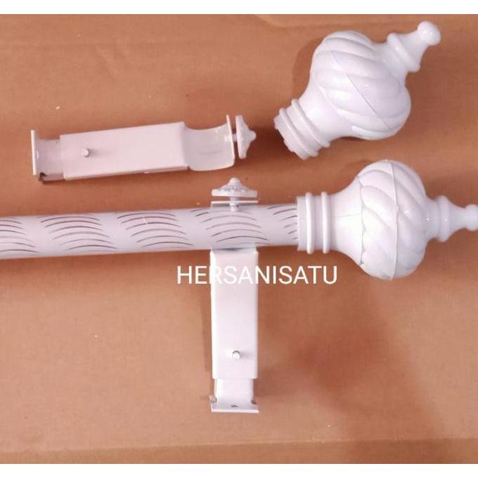 Grandfather- Besi Gorden 1 Meter Full Set Batang Hordeng Pintu Jendela Kayu Dipasang Di Dinding Kama