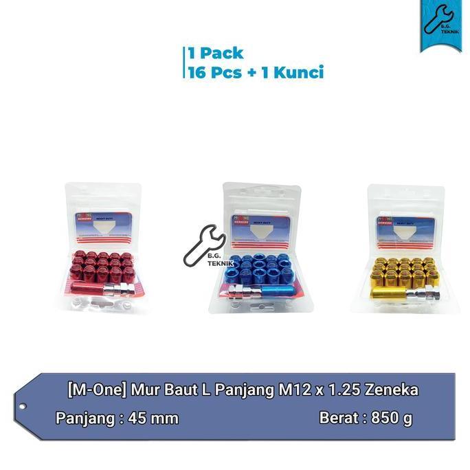 Dnabig- Mur Roda L Baut Racing Mobil Warna 12X1.5/1.25 Zeneka - M-One