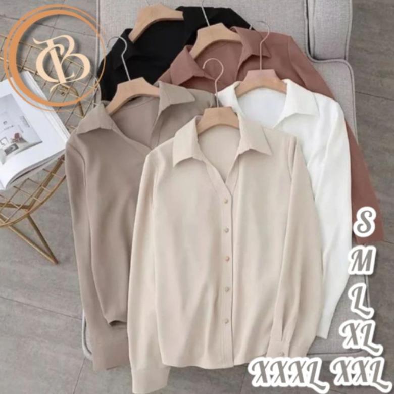 DISCOUNT KEMEJA POLOS SHAKILA TWILL KATUN WANITA / KEMEJA KERJA WANITA KANTOR