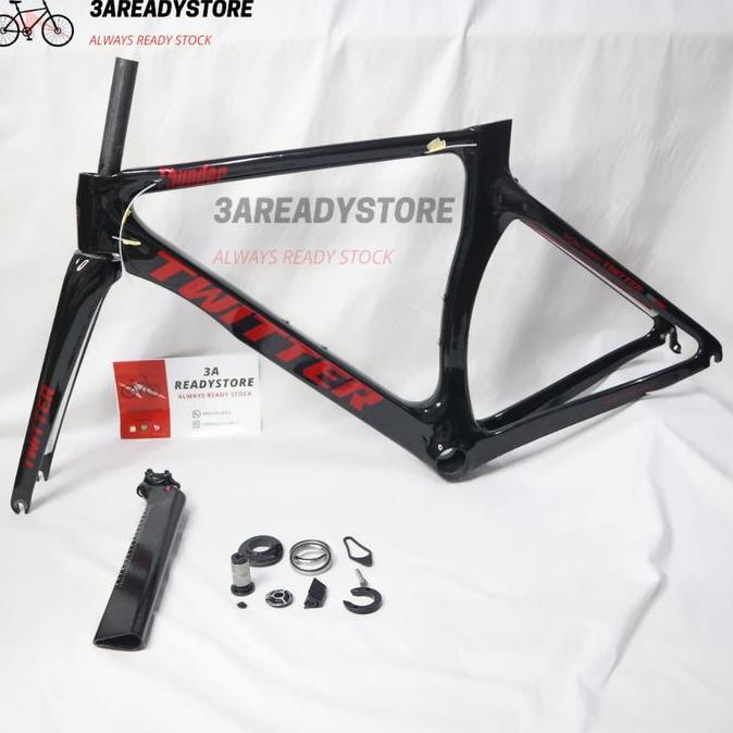 FRAME ROADBIKE FULLCARBON TWITTER THUNDER FORK+SEATPOST+HEADSET ORIGINAL DAN TERPERCAYA