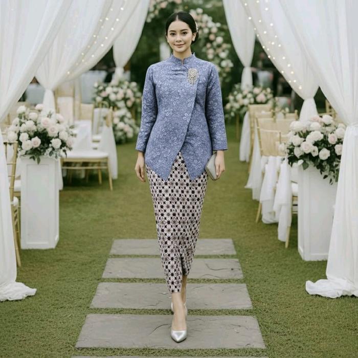Debatik - Setelan Kebaya Janggan  Akira Batik Katun Jaguard Fukuro Dress Wanita Baju Panjang Atasan 