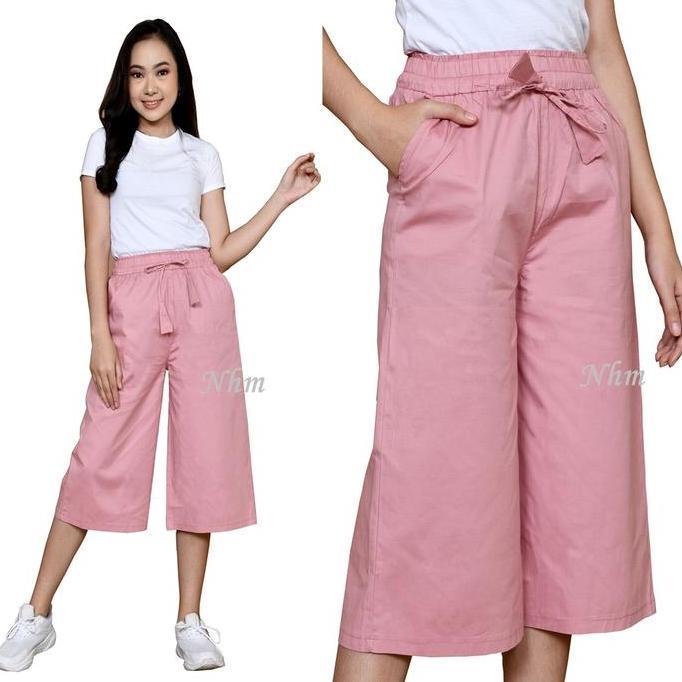Griloff- Celana Kulot Pendek Wanita Polos Celana Pendek 7/8 Katun Stretch