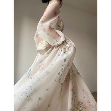 Discount Gown Chachu Dress Organza Midi Vintage Bodycon Putih Fairy Gaun Elegan Wanita Casual Pesta 