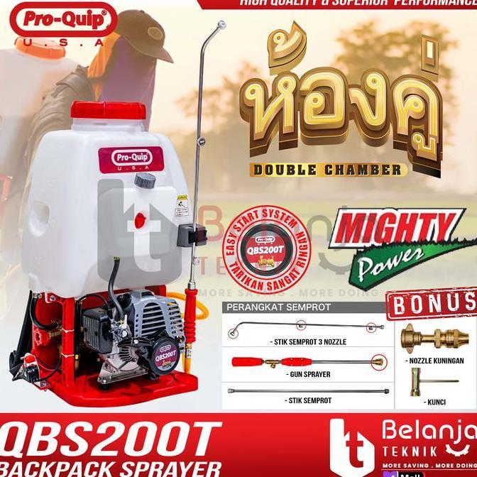Ground- Mesin Semprot Hama Bensin Qbs200T Proquip Backpack Sprayer 2 Tak Tangki 20L Qbs 200 T Double