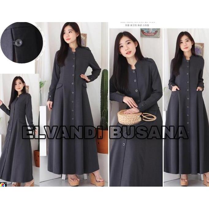Grosir Gamis Guru / Gamis Busui / Gamis Abu Tua / Seragam Gamis / Gamis Tebal - 8001 Abu Tua
