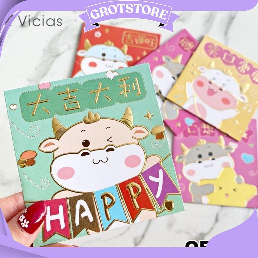 6Pcs Angpao Sapi Kerbau Lucu Imlek Sincia Tahun 2021 Hoki Angpau V Ori