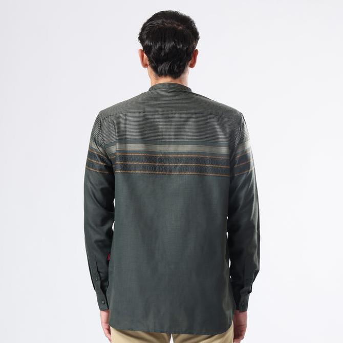 EDWIN JEANS - Kemeja Koko Pria Lengan Panjang AZKHA ARMY GREEN Baju Muslim Pria Top Man Muslim Shirt