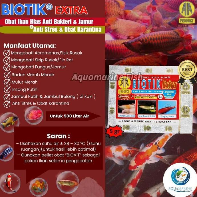 Fishbou- Biotik Extra Obat Anti Bakteri Jamur Stress Karantina Ikan Koi Koki Channa Discus Arowana P
