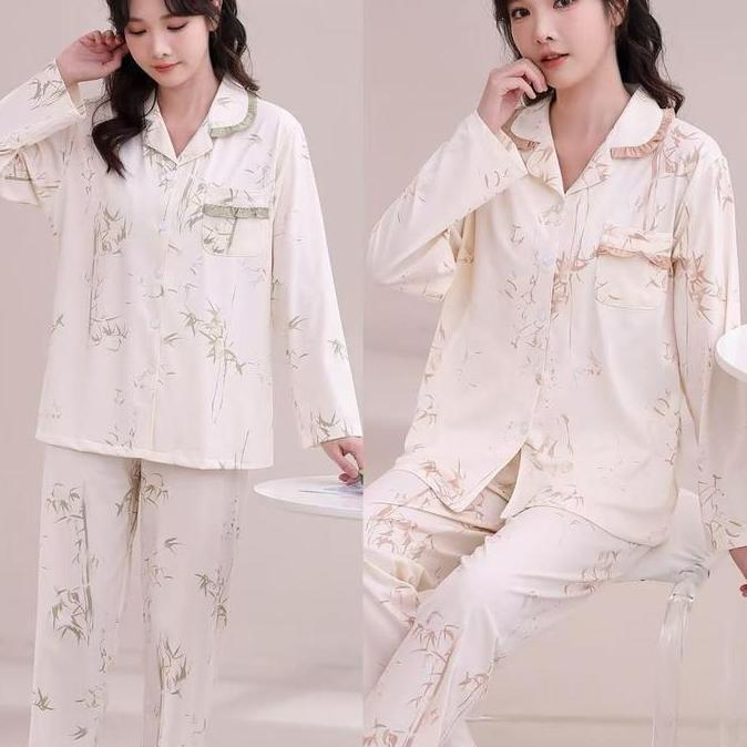 Sale Balymory-Piyama Premium | Pajamas Wanita Lengan Panjang Dewasa Jumbo Piyama Baju Tidur Kerah Ka