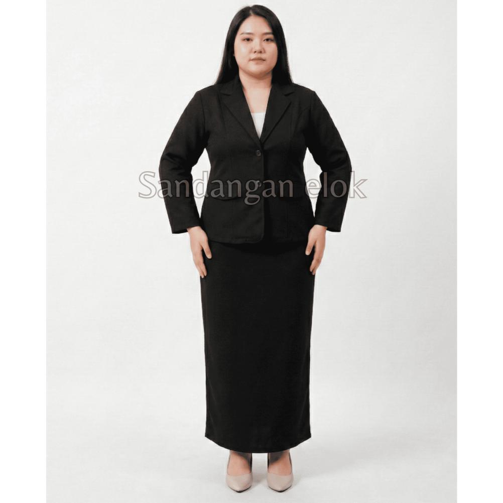 pengiriman cepat One Set Blazer dan Rok Span Panjang JUMBO - Setelan Jas Sidang Skripsi Wanita Jumbo
