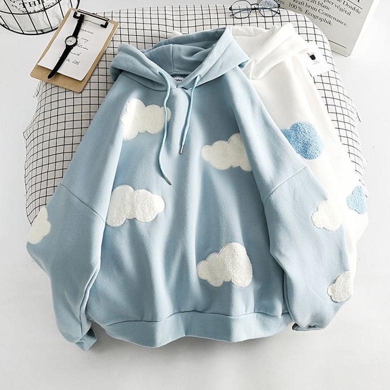 ORIGINAL SWEATER WANITA | CLOUD MOON SWEATER HOODIE OVERSIZE | SWEATER PULL FRINT BAHAN FLEECE TEBAL