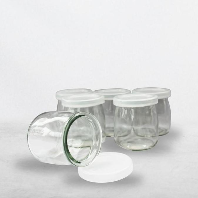 [Set 6 Pcs] Toples Pudding Jar Kaca 200ml ( PJ200 ). Toples Puding Tutup Plastik