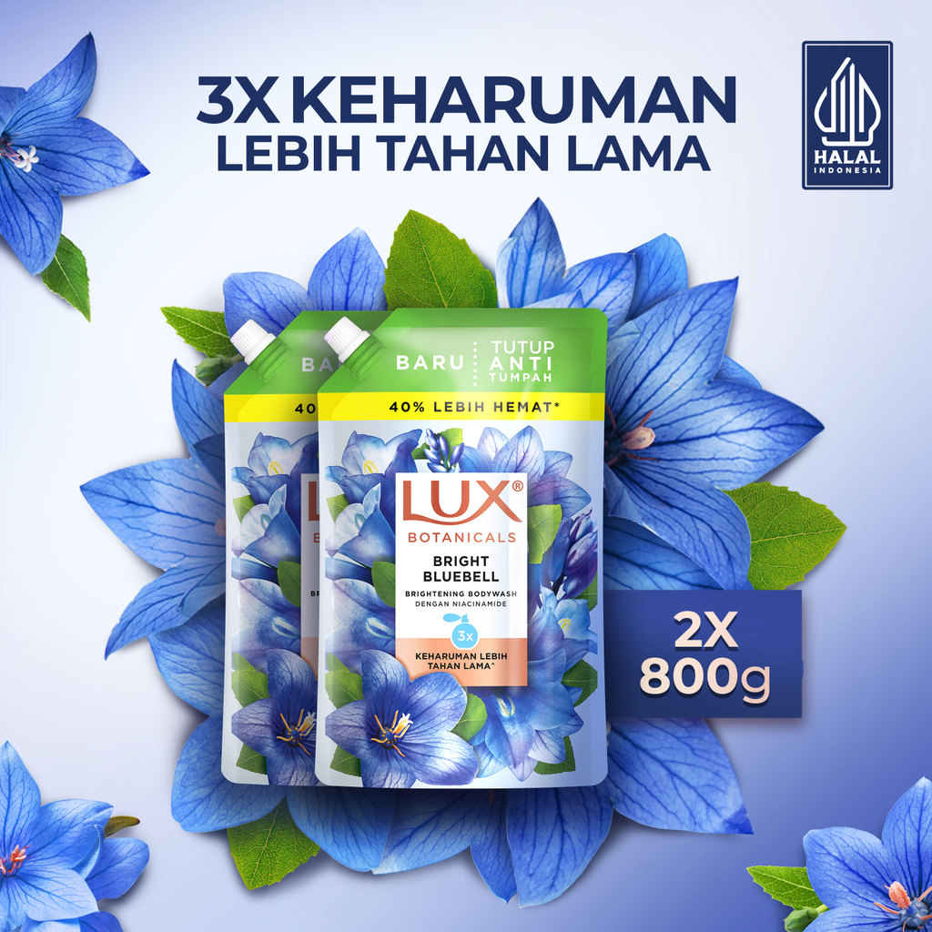 Lux BOTANICALS Sabun Mandi Cair Bright Bluebell 800g x2