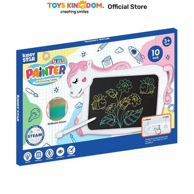 KIDDY STAR 10 INCI LCD DRAWING BOARD UNICORN - PUTIH/PINK