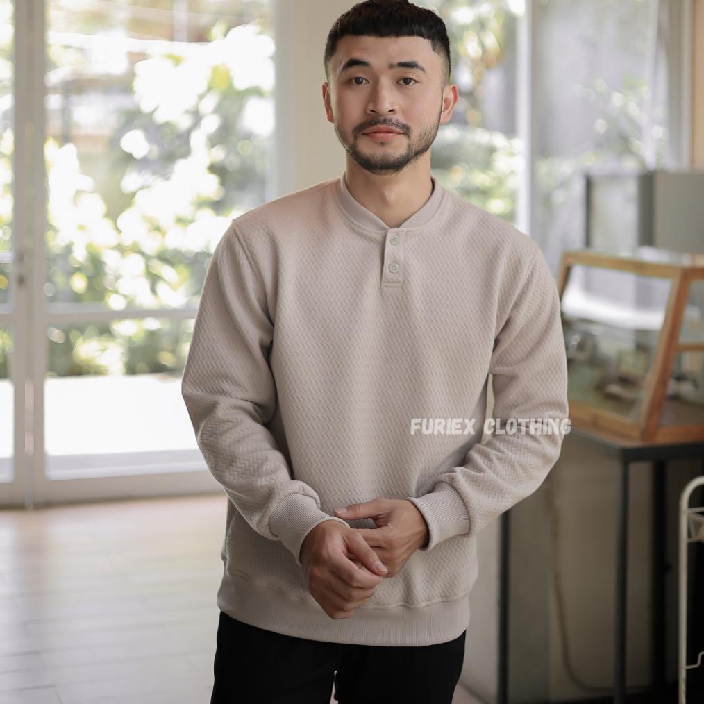 PREMIUM SWEATER PRIA CREWNECK KANCING SWEATSHIRT SWEATER UNISEX PRIA/WANITA