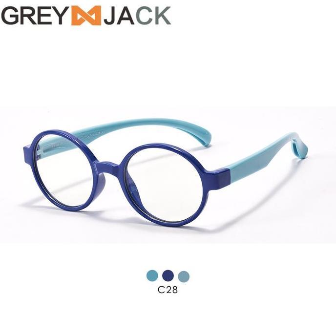 GREY JACK Kacamata ANAK Antiradiasi Blueray Komputer HP TV Bahan TR90 Model Bulat Ringan Lentur Nyam