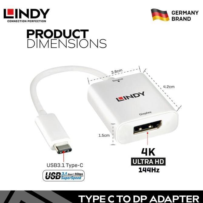 Trikikal- Lindy Adapter Usb 3.2 Type C To Displayport Converter