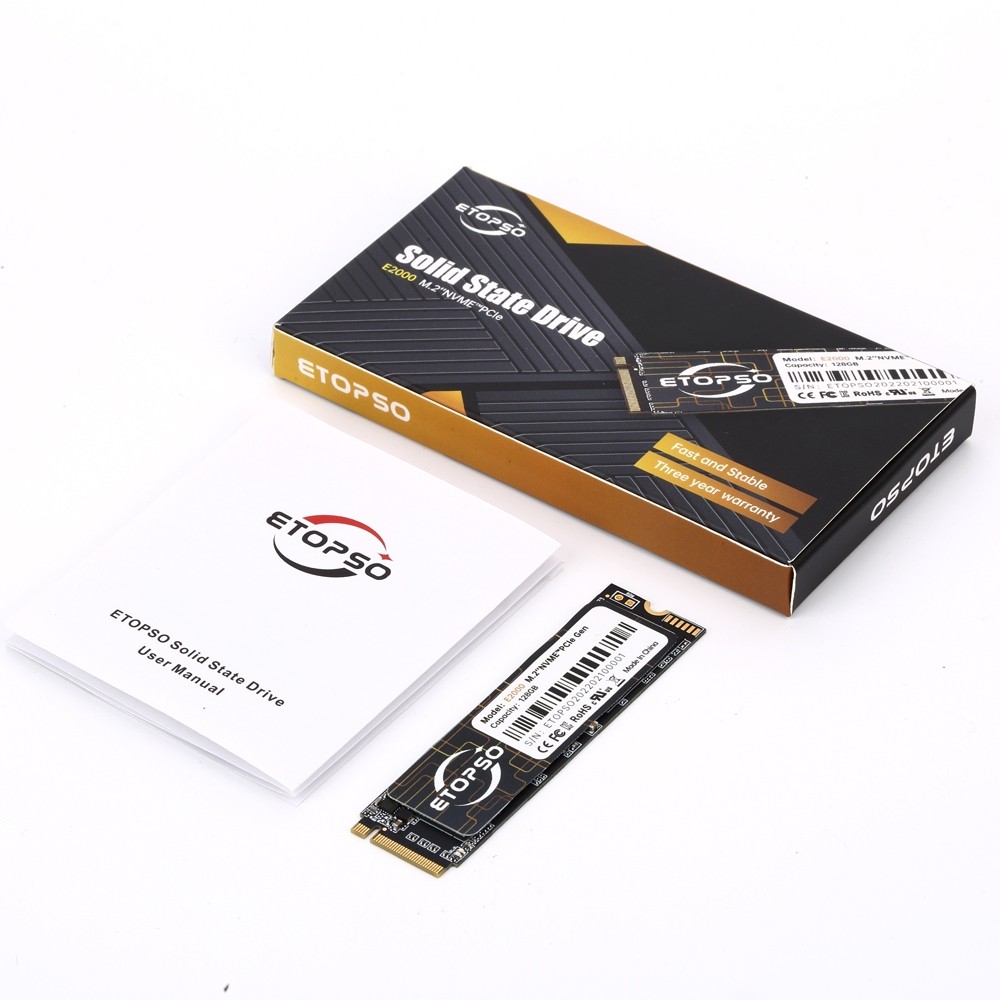 ETOPSO SSD NVMe 128GB 256GB 512GB E600 M.2-NGFF Rev.3.0 PCIe Gen 3 Solid State Drive Nvme