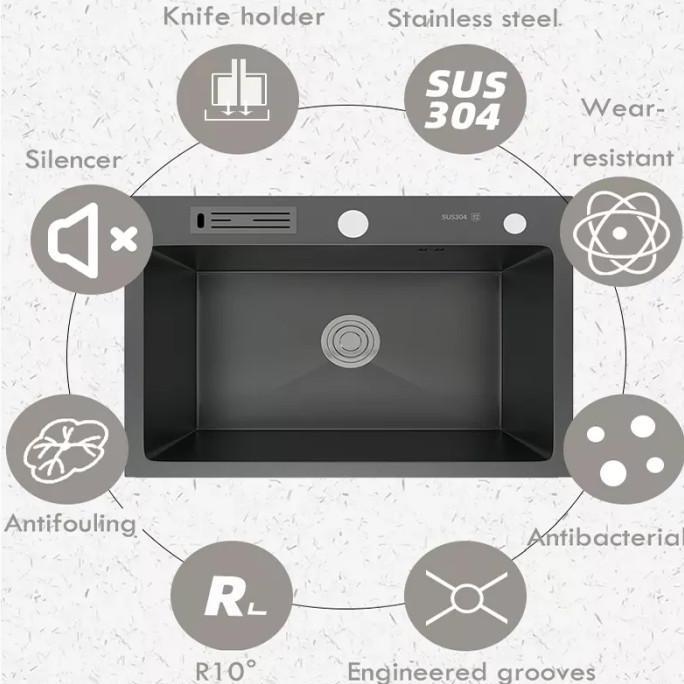 Thebest- Kitchen sink black 6045 valpra/ kitchen sink 6045 hitam/ kitchen sink