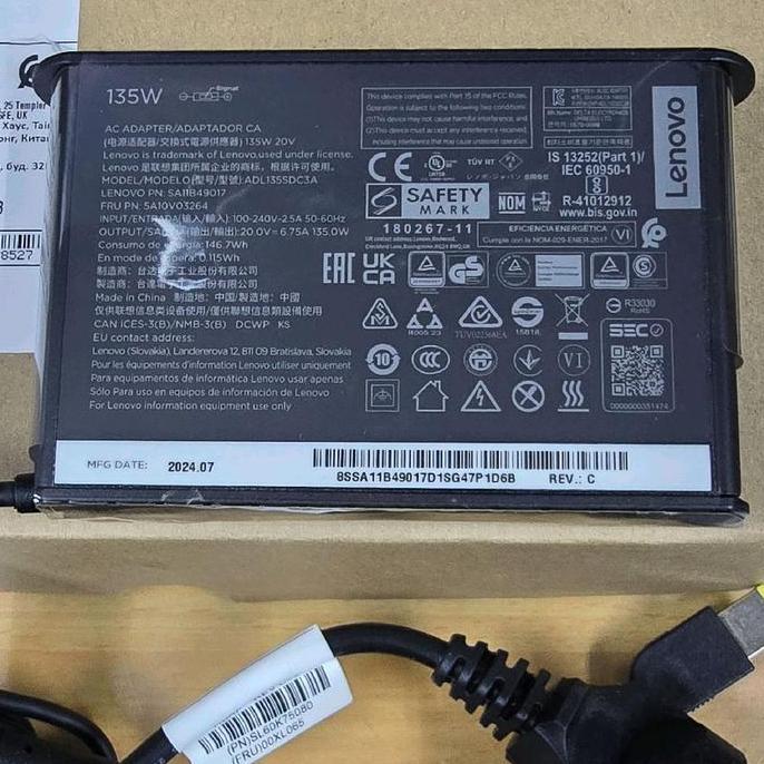 Lenovo Thinkpad 65W/135W Adaptor Charger Laptop/Desktop/All In One Slim Tip Eu Plug Original