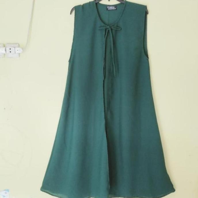 Long Outer Tanpa Lengan Cardigan Polos / Outer Diamond Premium Wanita