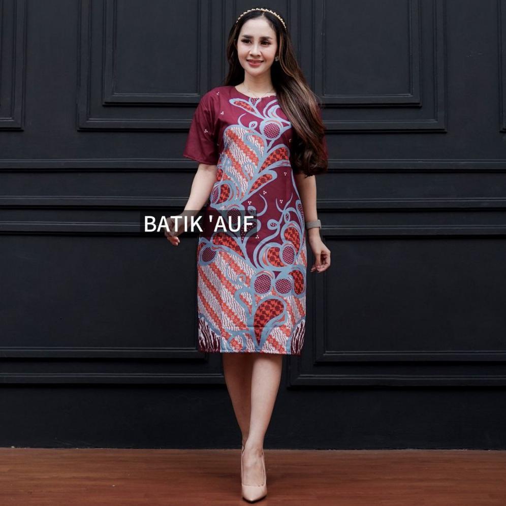 DISKON GOKIL dress batik wanita dress natal jumbo M L XL XXL XXXL Gaun Batik Wanita Kekinian