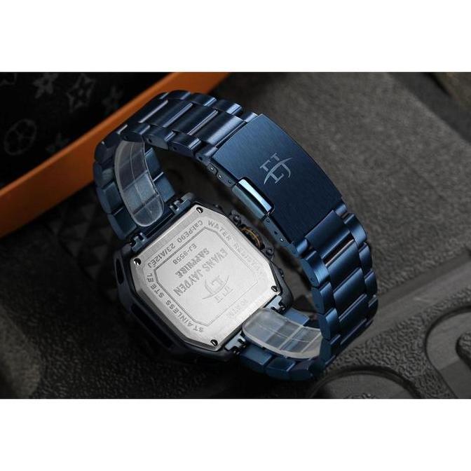 Wgwg- Evans Jayden Jam Tangan Pria Ej 9558 Rantai Stainless Steel Chronograph Kaca Sapphire Water Re
