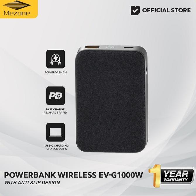 Mezone EV-G1000W Wireless Powerbank 15W Smart LCD Display 10000mAh PD (TERBAIK) (TERBARU) (TERMURAH)
