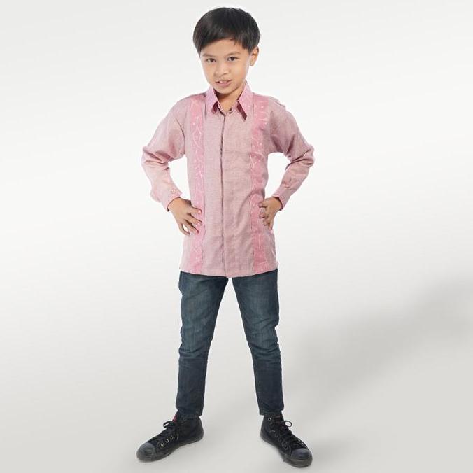 BATIK TRUSMI Atasan Batik Anak Kemeja Anak Laki-Laki Motif Yuan Pink (TERBAIK) (TERBARU) (TERMURAH)