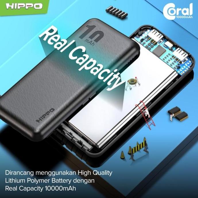 Hippo Power Bank Coral 10000 mAh 5 Output Smart Detect Charging (TERBAIK) (TERBARU) (TERMURAH)