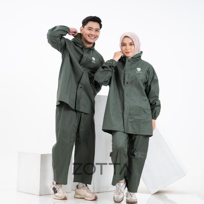 ZOTTA Jas Hujan Setelan Pria Wanita PVC Mantel Tebal Raincoat Hitam Bahan Parasit 0,25 Elastis & Awe