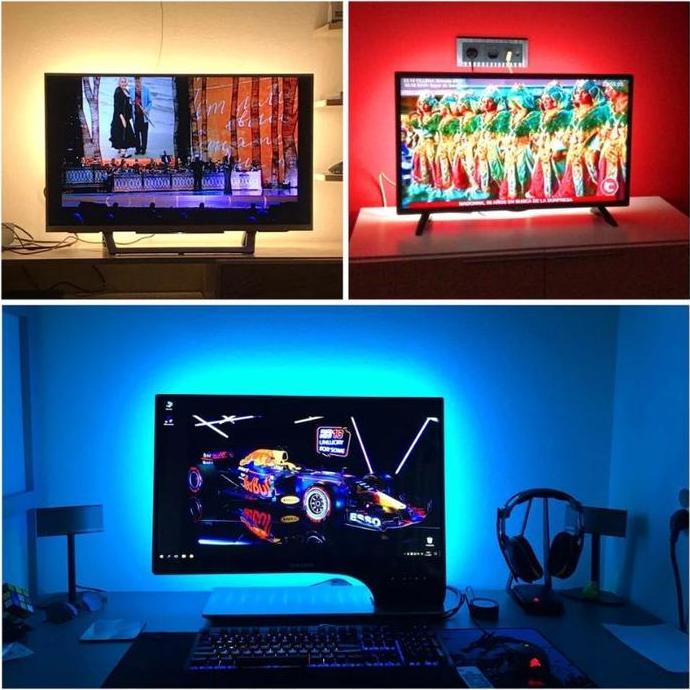 (Allthebest) LED STRIP RGB SMD 5050 5V USB PC POWER BANK CHARGER LAMPU HIAS TEMPEL