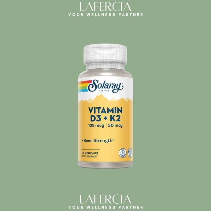 Hololoo- Vit D3K2 Solaray Vit D Vitamin D3 + K2, 125 Mcg (5000 Iu) Vegetarian Caps