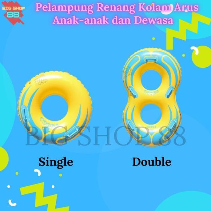 Pelampung Ban Renang Kuning Single Double Dewasa Anak Anak Kolam Arus Kolam Renang Swim Ring