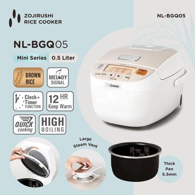 Trikroom- Rice Cooker 0.5 Liter Zojirushi Nl-Bgq05 White Gold Panci Super Tebal