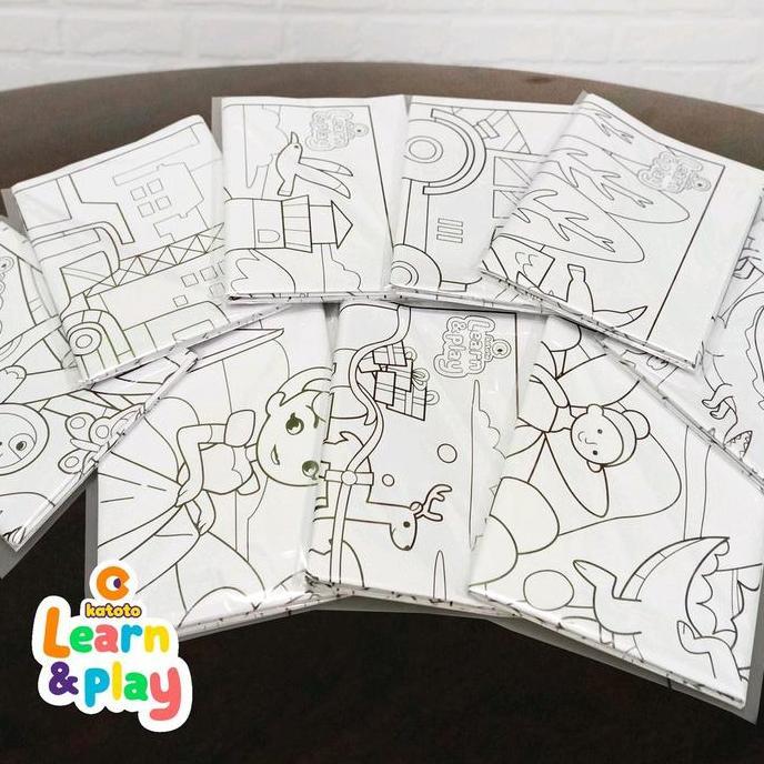 Lansungkirim- Jumbo Coloring Sheet Jungle Animals Lembar Mewarnai Besar Poster Doodle Raksasa Latih 