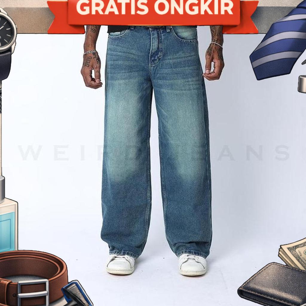 Weird Jeans - Baggy Buffalo Blue - Celana Jeans Panjang Pria Baggy Jeans Polos Nyaman