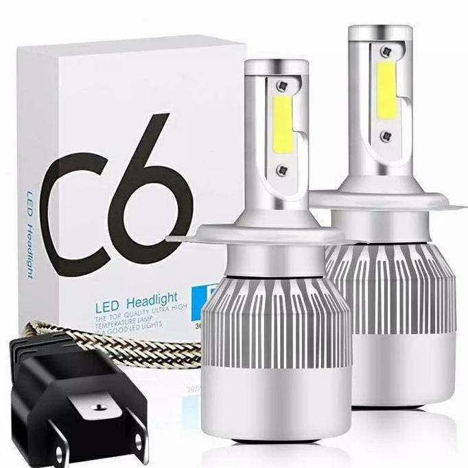 led headlight headlamp lampu utama mobil led COB H4 bohlam hi lo beam