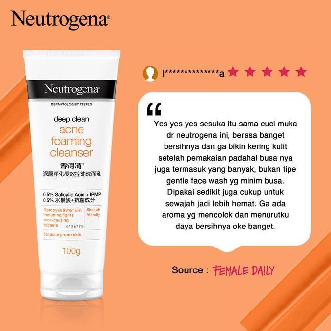 Cantikjamin Neutrogena Deep Clean Acne Foaming Cleanser 100Gr -  Cleanser Wajah - Membersihkan Kotor