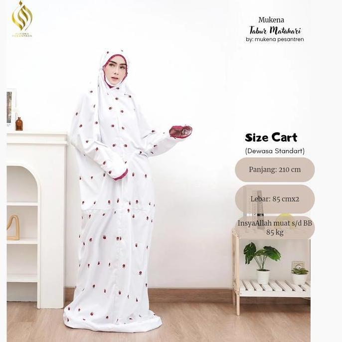 Otwkirim- Mukena Terusan Kain Katun Micro Bordir Bunga Matahari (Best Seller) Mukena  Putih Santri M