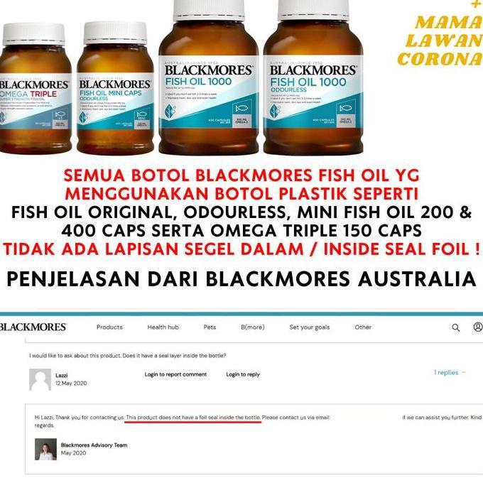 Cod,Bisa- Blackmores Omega 3 Triple Concentrated Fish Oil 150 Capsules Kapsul