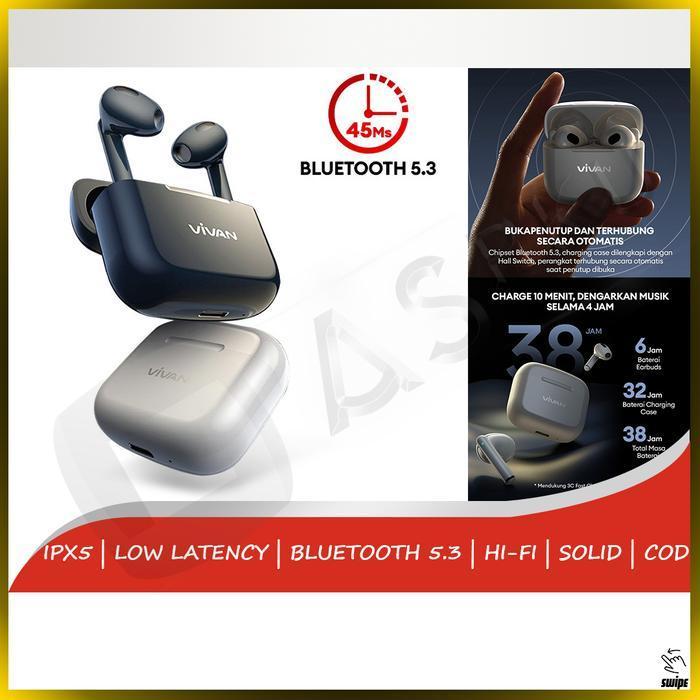 Vivan Headset Tws Life 110 Handsfree Headphone Earphone Bluetooth Bt Musik Music Lagu Audio Mp3 Orig