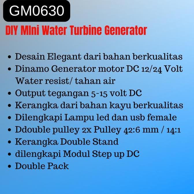 Lansungkirim- Kit Edukasi Water Turbine Generator / Baling-Baling Kincir Air Untuk Prakarya Generato