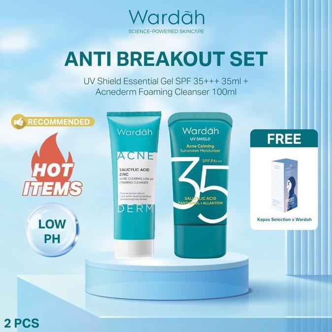 Cantikjamin New Wardah Paket Facial Wash Gentle Low Ph Lightening Uv Shield Sunscreen 50 Pa++++ /Spf